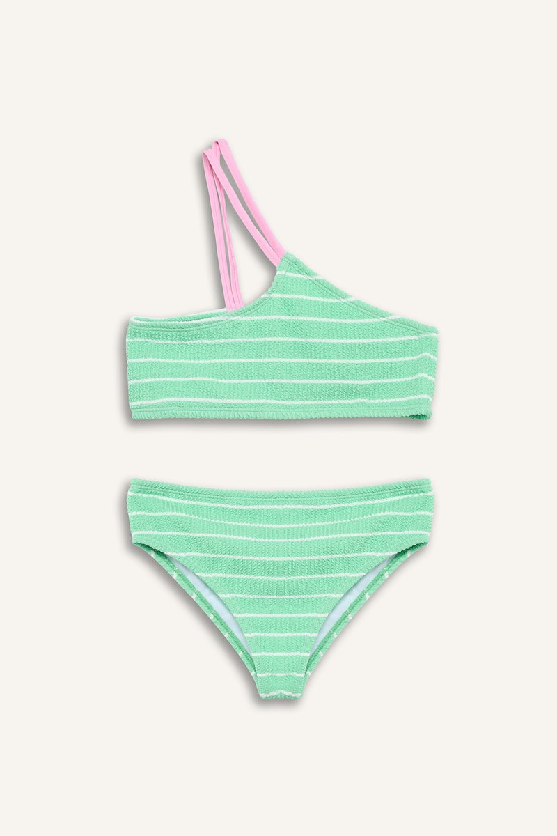 DeFacto Green Girl 2 piece Striped Woven Bikini Casual - Image 1